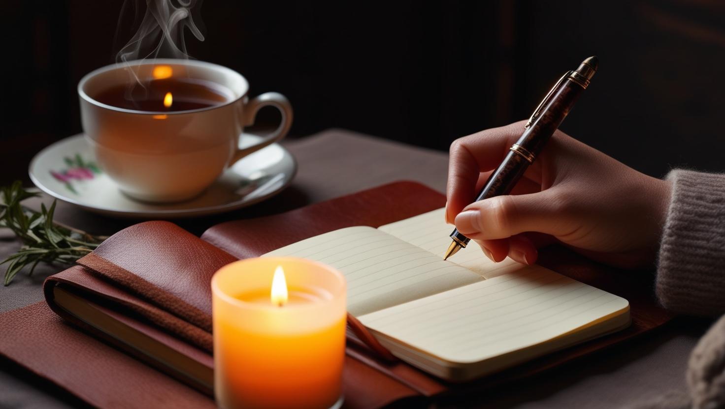 Journaling with candle for self-reflection and wisdom
