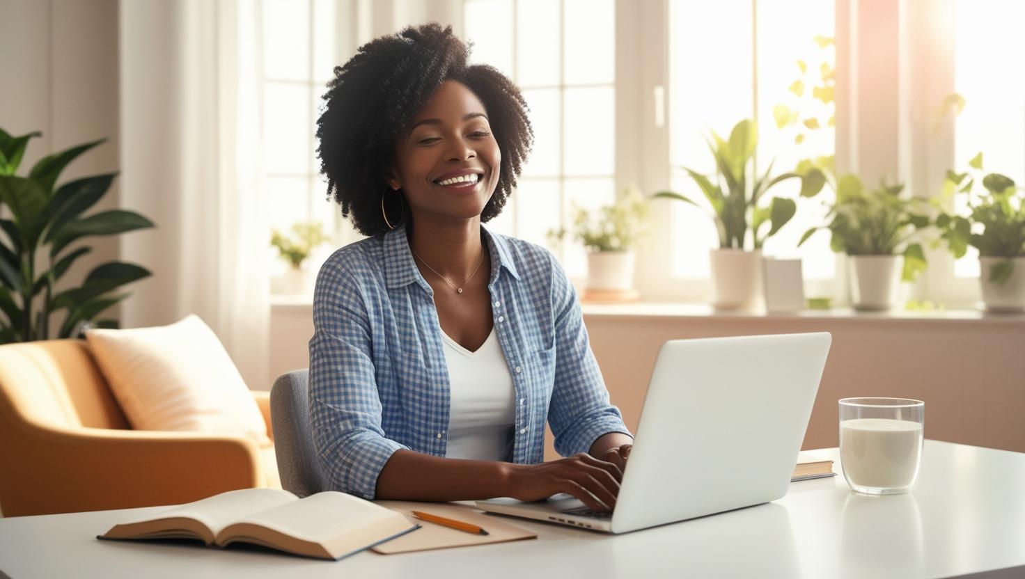 Woman enjoying balanced work environment